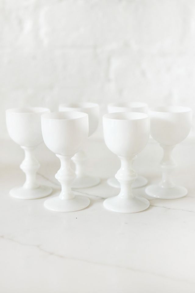 Old Flame Candle Co. Vintage Petite White Opaline Portieux Vallerysthal Decanter Set #3