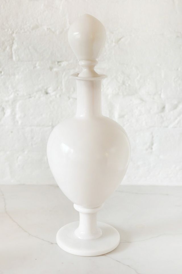 Old Flame Candle Co. Vintage White Opaline Portieux Vallerysthal Decanter Set #1
