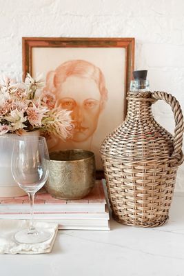 Old Flame Candle Co. Vintage Wicker Wrapped Wine Jug