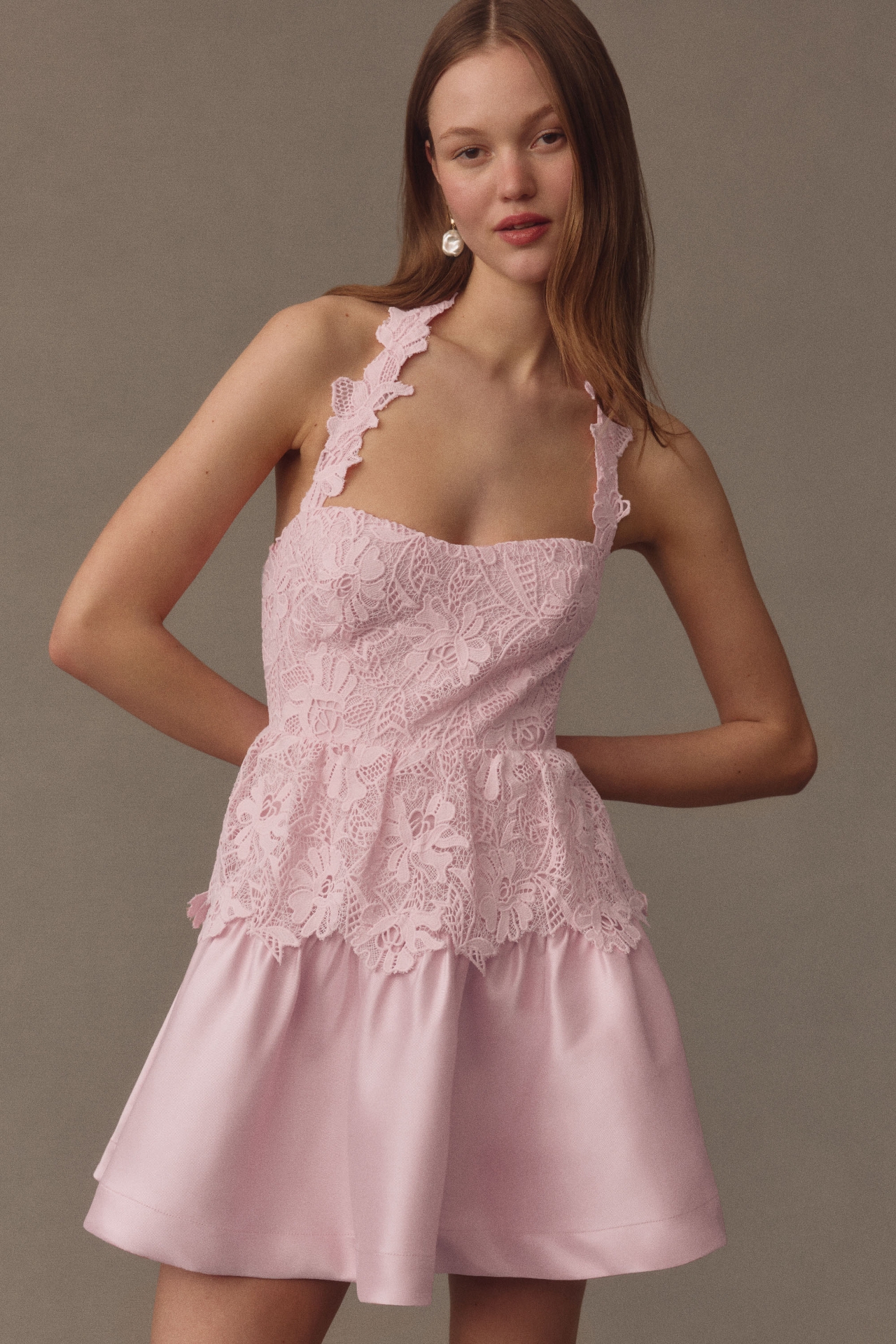 BHLDN Mari Sleeveless Tiered Lace Mini Dress