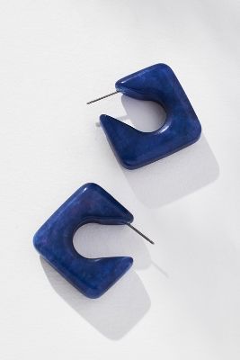 By Anthropologie Resin Square Hoop Earrings In Blue