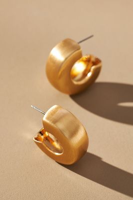 By Anthropologie Brushed Metal Wide Hoop Earrings In Gold