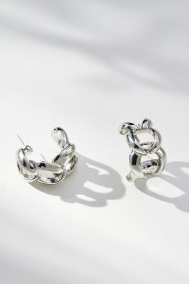 By Anthropologie Link Huggie Hoop Earrings In Silver
