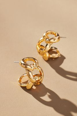 By Anthropologie Link Huggie Hoop Earrings In Gold