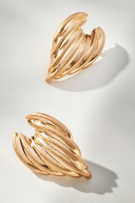By Anthropologie Ribbed Waterfall Post Earrings In Gold