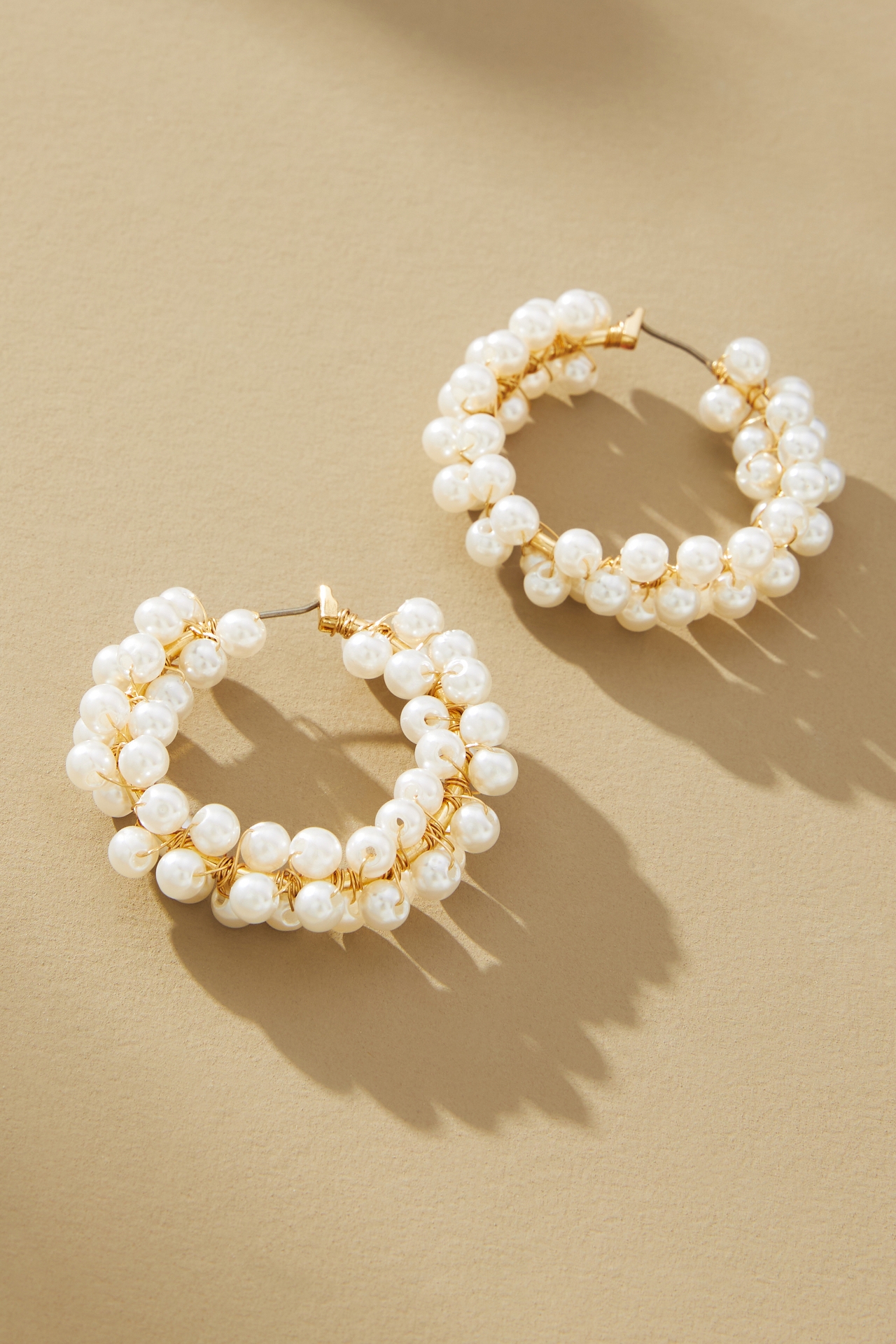 Clustered Pearl Hoop Earrings