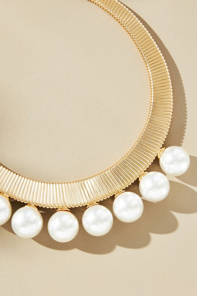 Pearl Embellished Collar Necklace #2
