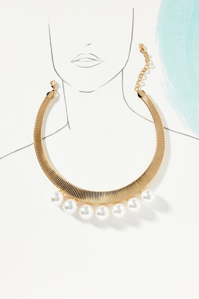 Pearl Embellished Collar Necklace #3