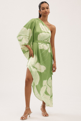 Stretch Satin One-Shoulder Maxi Dress