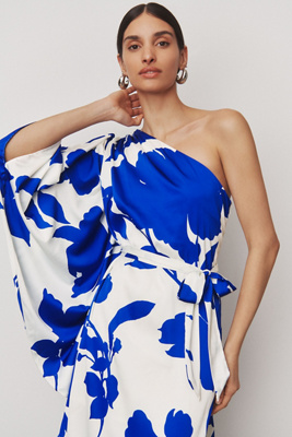 HUTCH STRETCH SATIN ONE-SHOULDER MAXI DRESS 