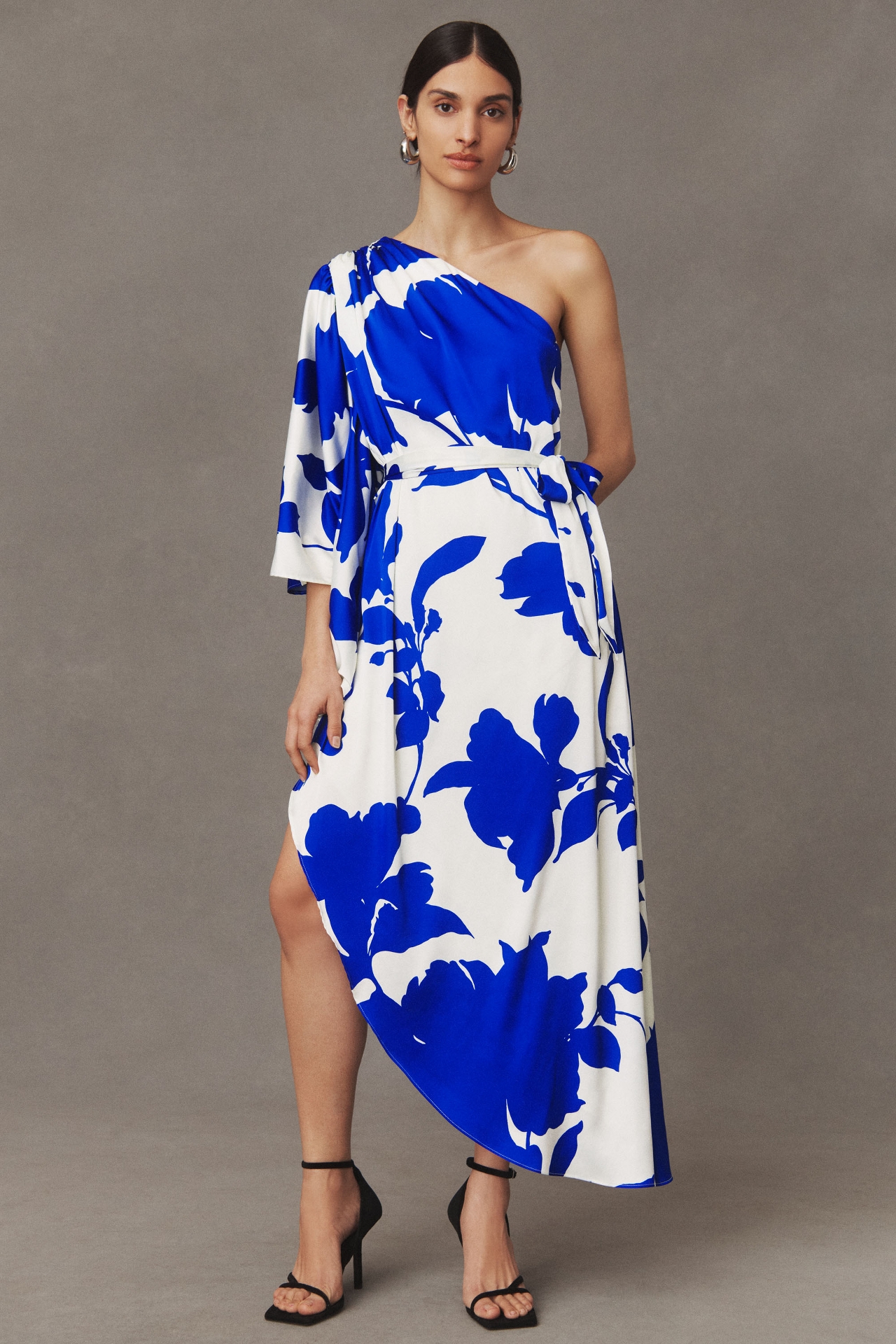 Hutch Stretch Satin One-Shoulder Maxi Dress