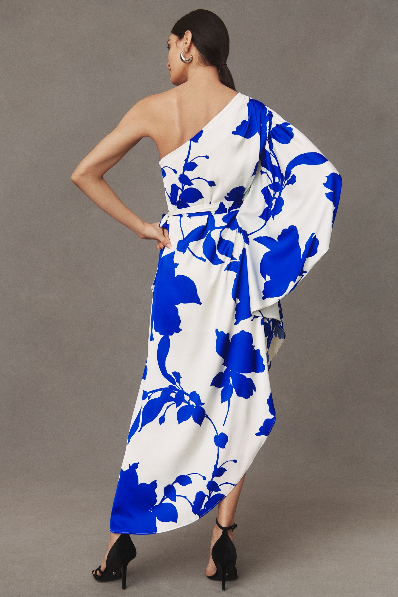 Hutch Stretch Satin One-Shoulder Maxi Dress