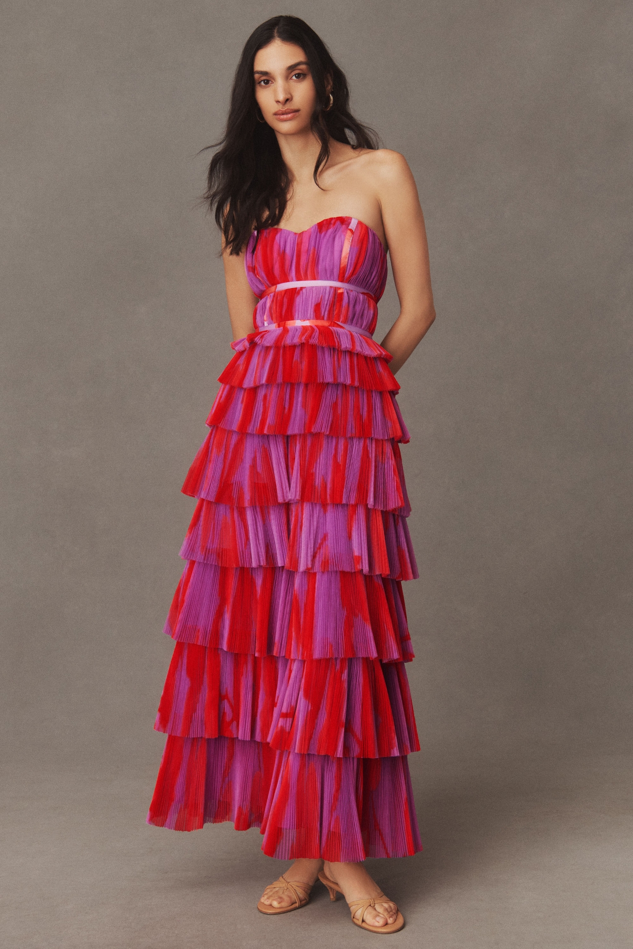 Hutch Strapless Tiered Tulle Maxi Dress