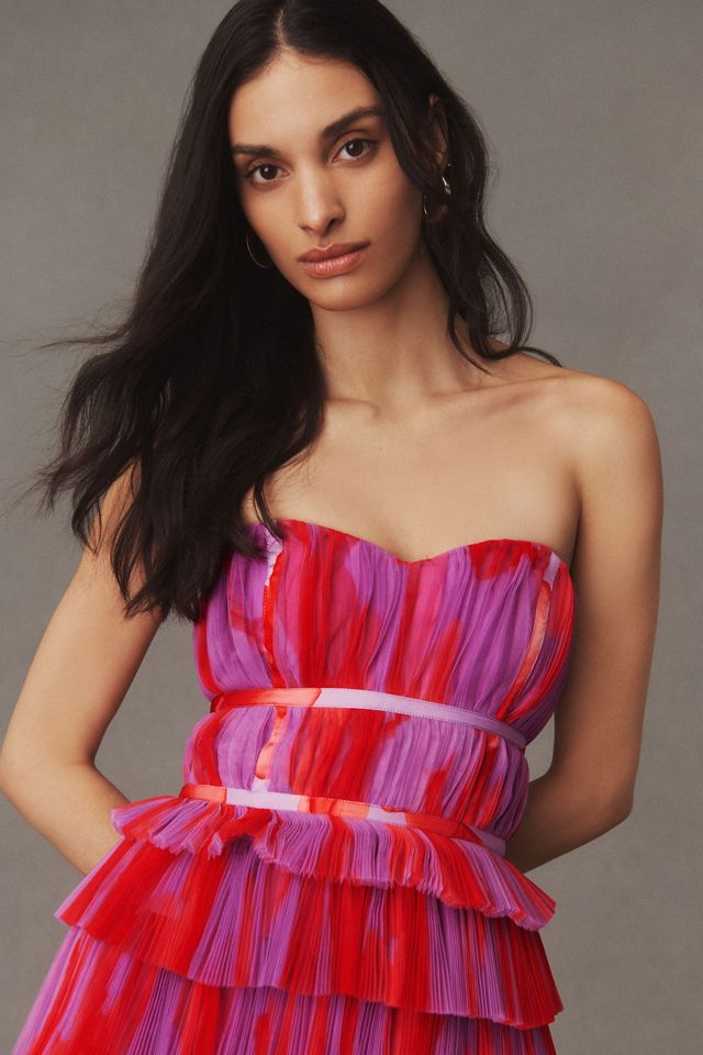 Hutch Strapless Tiered Tulle Maxi Dress #3