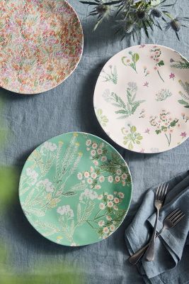 Terrain Lulie Wallace Melamine Plates, Set Of 3 Floral In Green