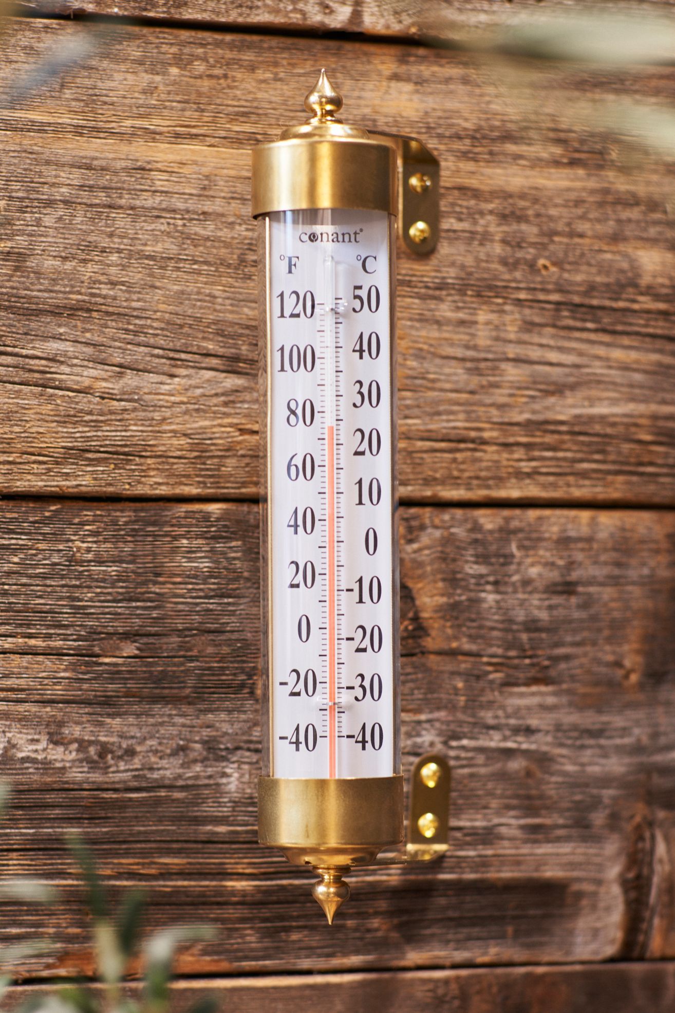 Brass Garden Thermometer - Gold, ONE SIZE