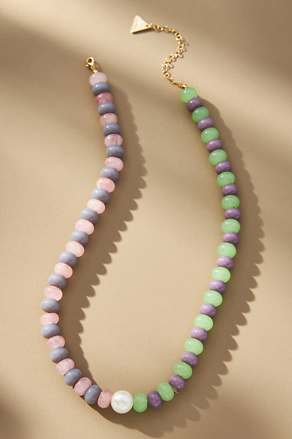 Gold-Plated Beaded Stripe Necklace
