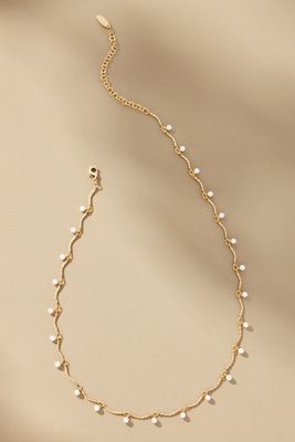 By Anthropologie Drippy Crystal Necklace In White