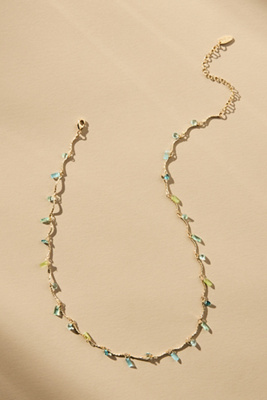 By Anthropologie Drippy Crystal Necklace In Green