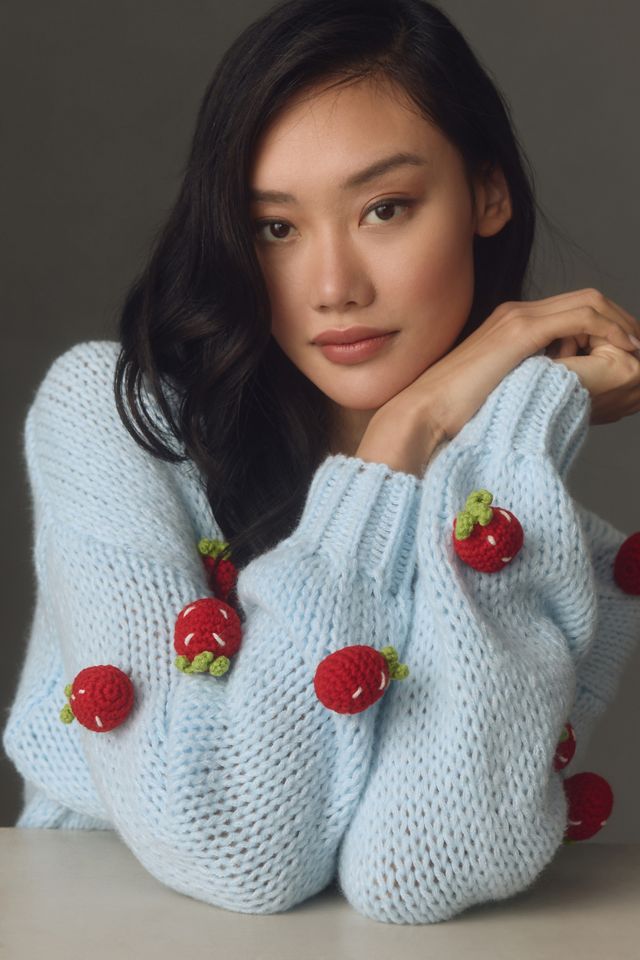 The Susannah 3D Strawberry Cardigan Sweater #1