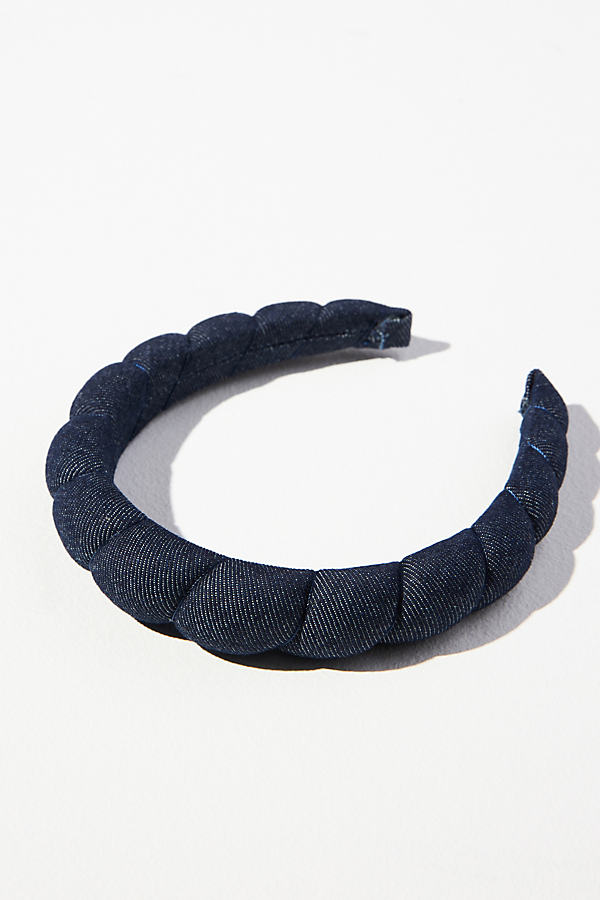 By Anthropologie Denim Puff Twist Headband In Blue