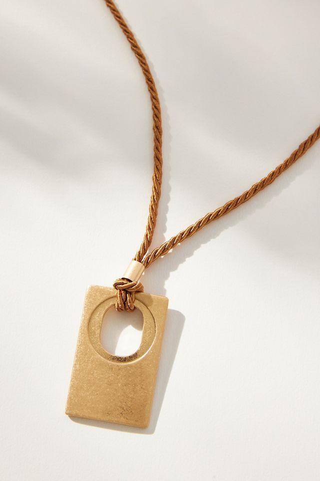 Square Pendant Rope Necklace #2