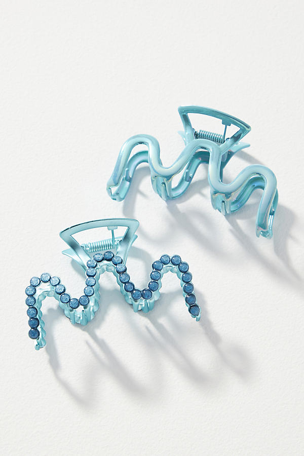 By Anthropologie Iridescent Hair Claw Clips, Set Of 2 In Blue