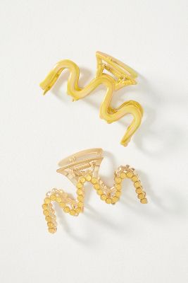 By Anthropologie Iridescent Hair Claw Clips, Set Of 2 In Gold