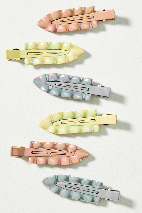 By Anthropologie Iridescent Hair Clips, Set Of 6 In Beige