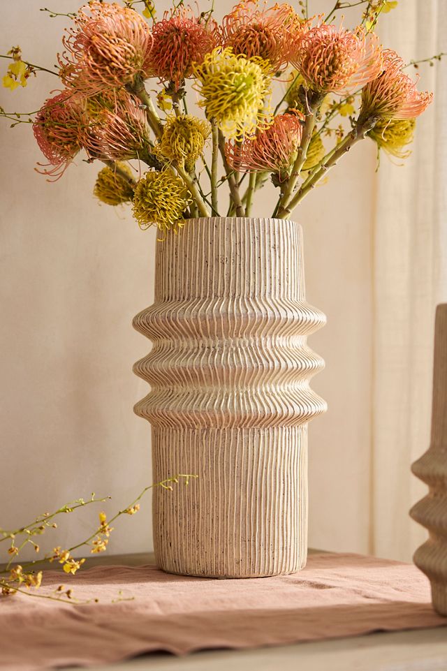 Rippled Pillar Ceramic Vase #1