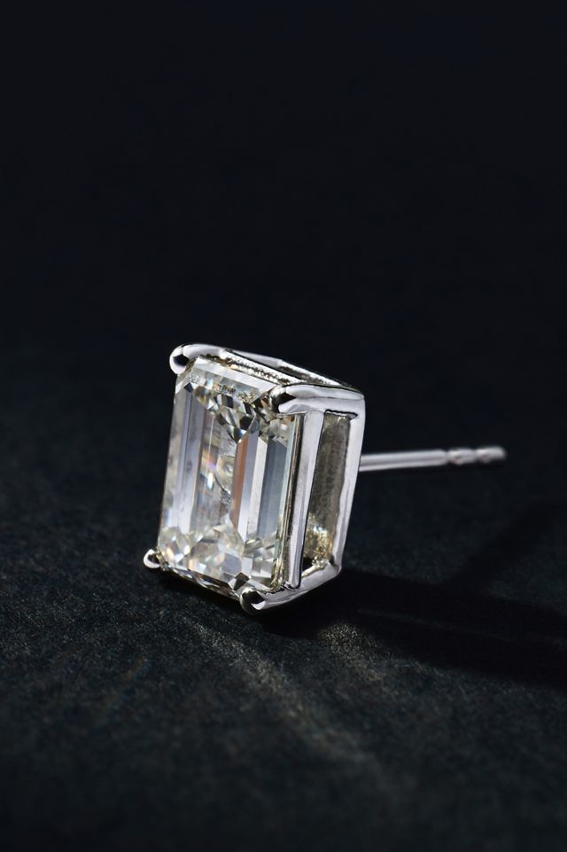 4ct Emerald-Cut Diamond Post Earrings  #1