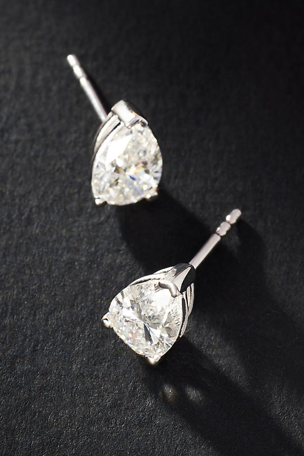 Shop By Anthropologie 2ct Pear-cut Diamond Post Earrings In Silver