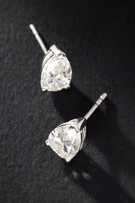 Pear-Cut 2ct Diamond Post Earrings