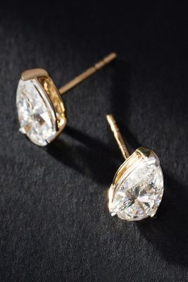 Shop By Anthropologie 2ct Pear-cut Diamond Post Earrings In Gold