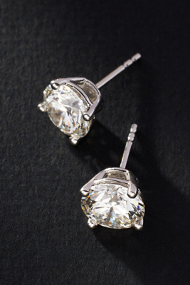 Fine Diamonds By Anthropologie Silver Classic Diamond Post Earrings In Multicolor