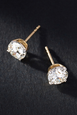 Fine Diamonds By Anthropologie Gold Classic Diamond Post Earrings In Multicolor
