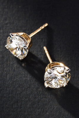 Gold Classic Diamond Post Earrings