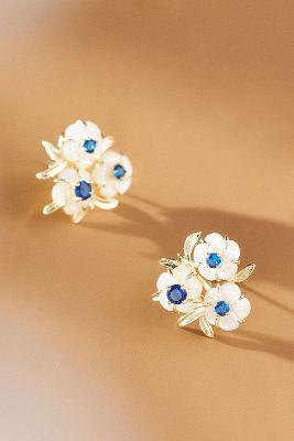Nicola Bathie Belgravia Blossom Stud Earrings In Blue