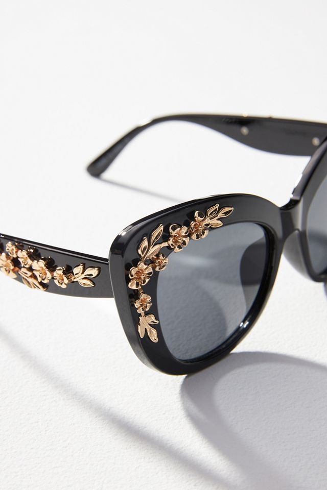 Floral-Trimmed Cat-Eye Sunglasses #2