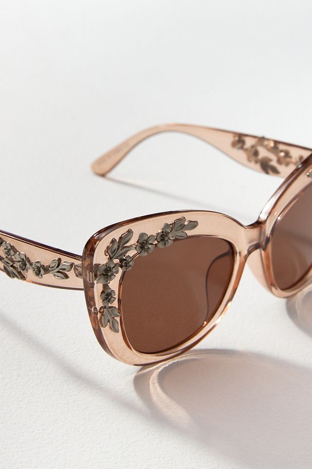 Floral-Trimmed Cat-Eye Sunglasses #2