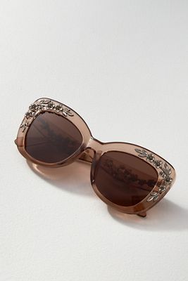 Floral-Trimmed Cat-Eye Sunglasses