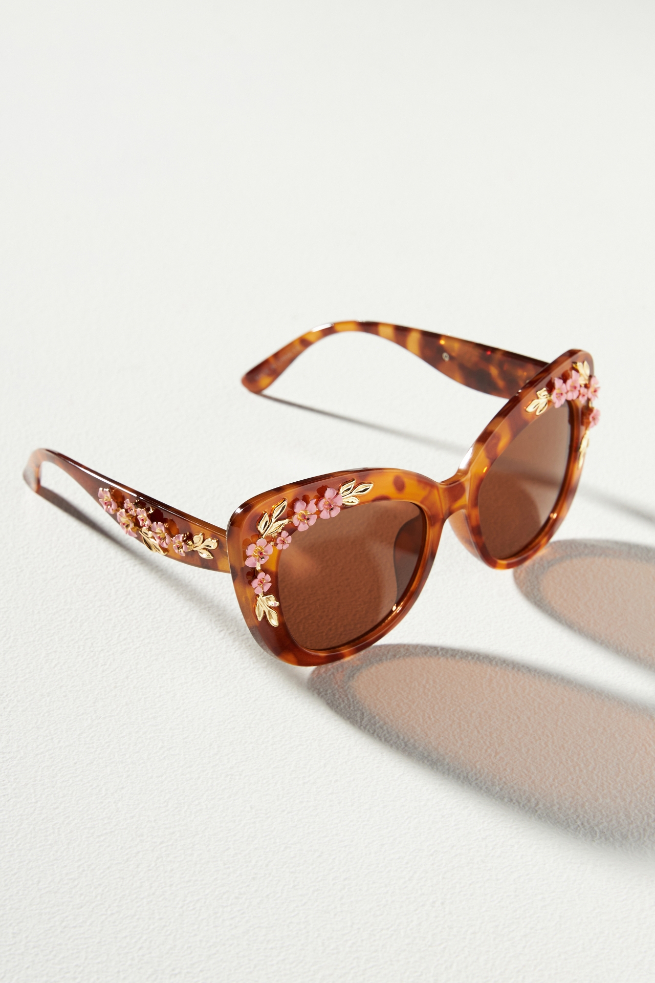 Floral-Trimmed Cat-Eye Sunglasses