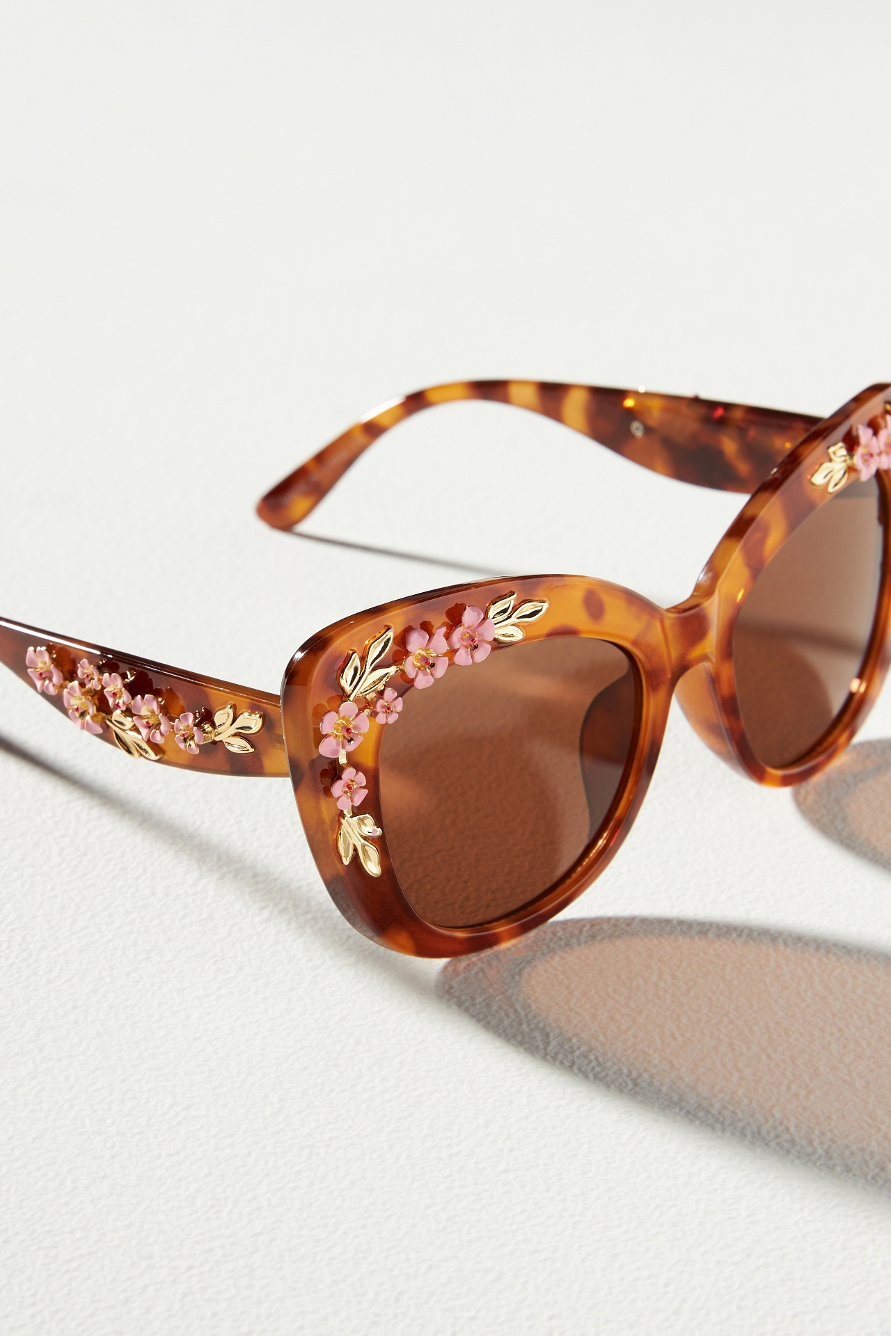 Floral-Trimmed Cat-Eye Sunglasses