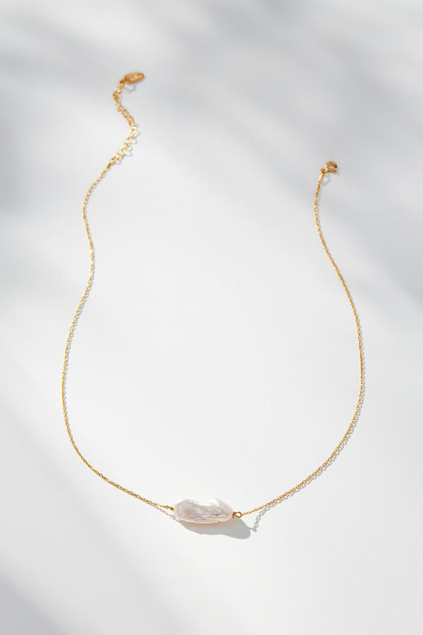Maison Irem Satin Pearl Necklace In Gold