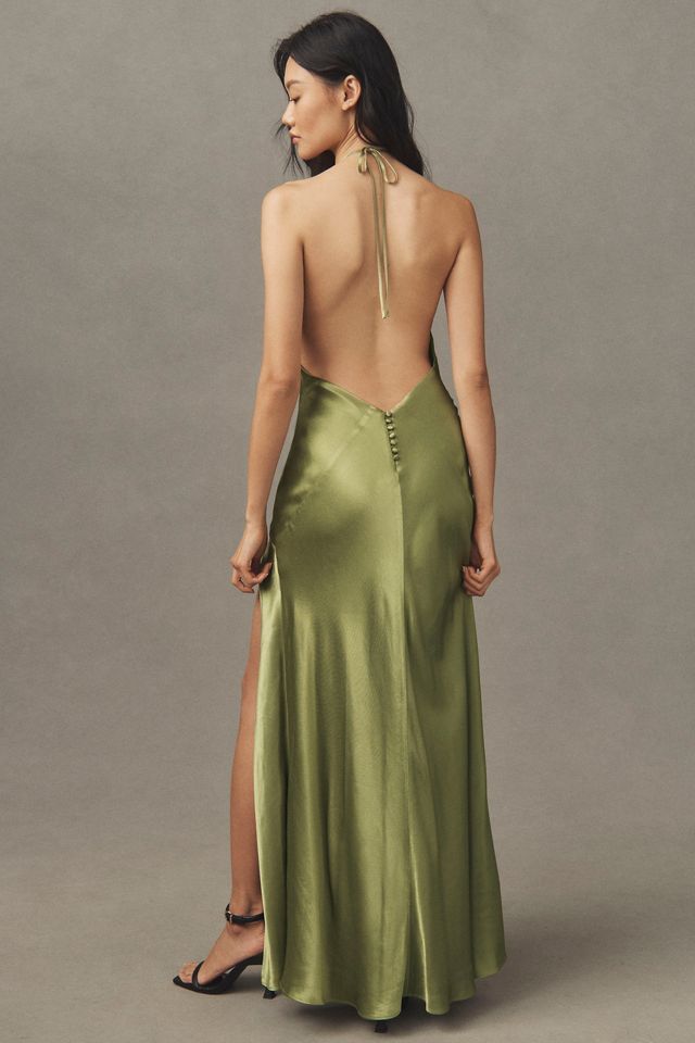 Bardot Yve Halter Open-Back Front-Slit Silky Maxi Dress #2