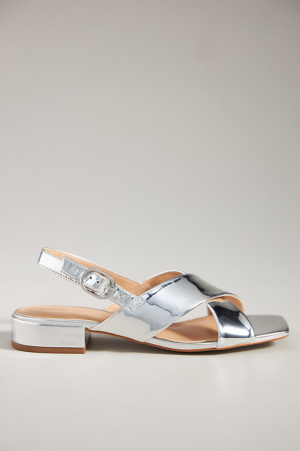 Shop Maeve Cross-strap Slingback Heels In Silver
