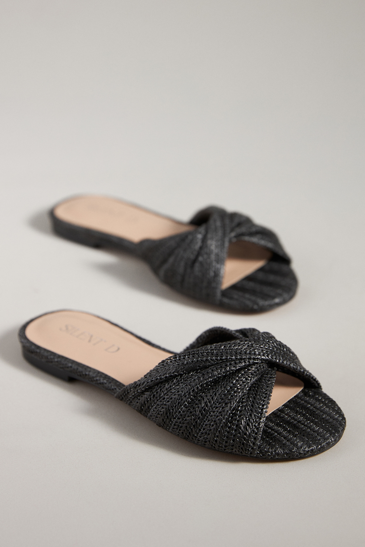 Silent D Raffia Flat Sandals