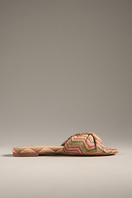Silent D Raffia Flat Sandals In Multicolor