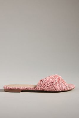 Shop Silent D Raffia Flat Sandals In Pink