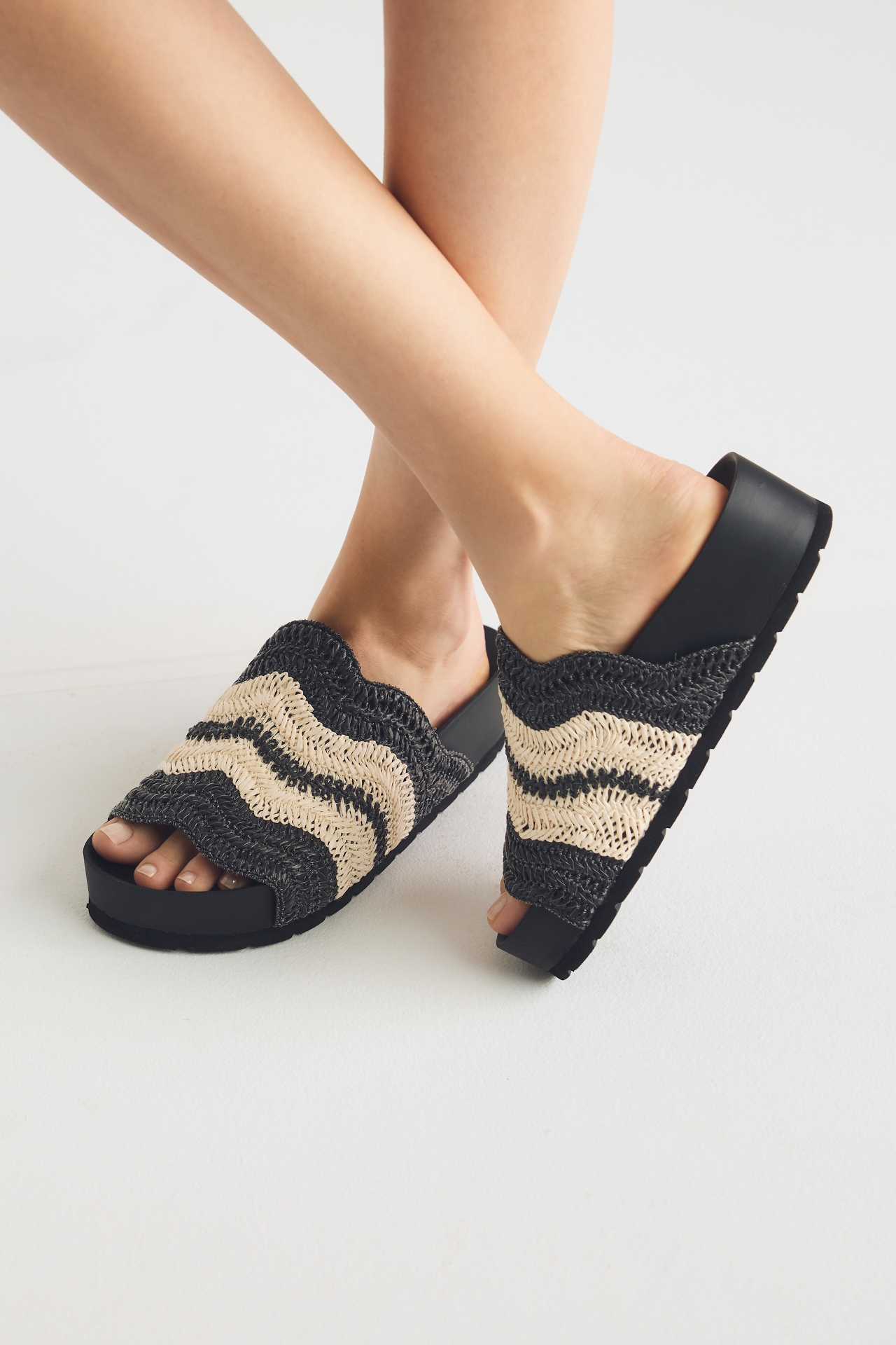 Silent D Platform Raffia Sandals